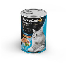 EUROCAT SOMON PARÇA ETLİ YETİŞKİN KEDİ KONSERVE 400 GR.(100 KOLİ ALIMDA )